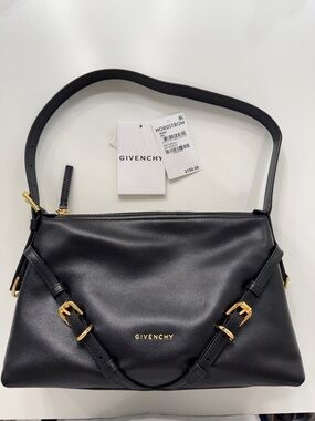 Givenchy Voyou Mini Black Leather Bag with Gold Buckle Accents - Like New